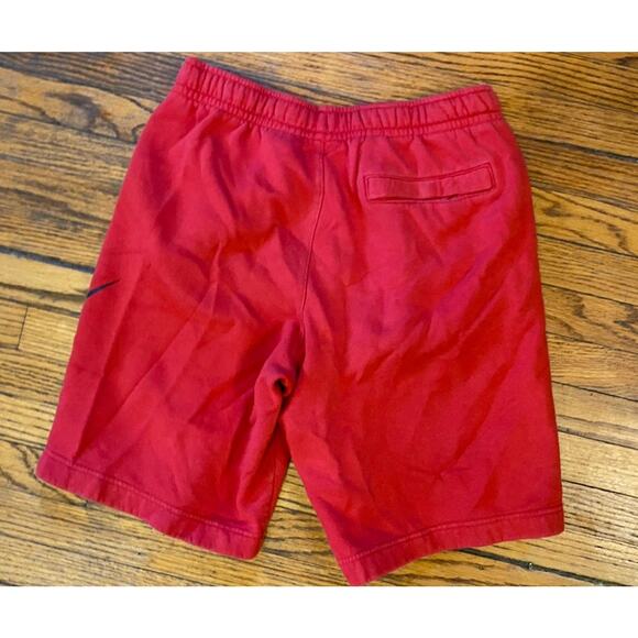 Vintage Nike Big Swoosh Sweat Shorts Pockets Men’s Medium Red Drawstring Pull On - Picture 2 of 7